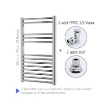 Krom Kaplama Çelik Havlupan + 2 Adet Pprc 1/2 Köşe Vana + 2 Adet