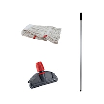 Cod-Ex Dar Yedek Islak Mop Takımı Islak Mop Beyaz 450 G 17 CM + Metal Sap + Mop Tutucu