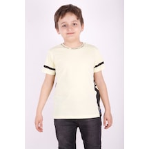 Toontoy Kids Toontoy Erkek Çocuk Baskılı Bisiklet Yaka Kısa Kollu Tişört Sarı