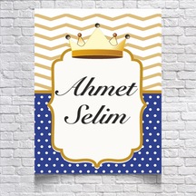 Mavi Gold Çizgili Doğum Günü Afişi 100x150 Cm