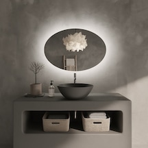 70x98 Cm Oval Dim Edilebilir Dokunmatik Led Ayna 6500k Beyaz Işık Beyaz