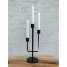 Lyla Rustik Candle Mumluk, 3 Mumlu Şamdan Siyah