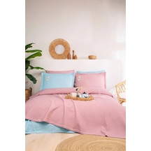 Özdilek Rf Waffle -pembe Mavi- Tek Kişilik Nakışlı Pike Takımı