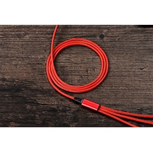 Lemestar 3'ü 1 Arada Hızlı Şarj Kablosu - Type C, Lightning, Micro Usb Uyumlu - Dayanıklı Örgülü Tasarım