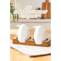Ayrex Porsima 102001 Grage 2li Bambu Standlı Porselen Tuzluk Biberlik Seti - 80ml Diğer