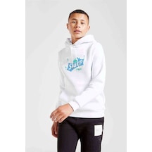 Tshirthane Slurp Juice Baskılı Unisex Çocuk Kapüşonlu Beyaz Sweatshirt