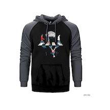 Stranger Things Team On Road Gri Renk Reglan Kol Sweatshirt / Hoodie