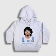 Presmono Unisex Çocuk Futbol Sky Maradona Kapüşonlu Sweatshirt Beyaz