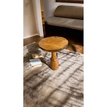 Simillo Wooden Ahşap Tekli Mantar Yan Sehpa Modern Tik Ağacı Renk Fiskos Kahverengi