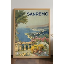 Sanremo Doğal Ahşap Çerçeveli Poster, Dekoratif Seyahat Duvar Tablosu