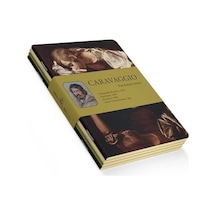 Narcissism Series - A5, Caravaggio 4'lü Defter Seti I, Çizgisiz, Toplam 256 Sayfa, Her Biri 64 Sayfa, Tel Dikiş, Esnek Kapak, Oval Kenar, Tuval Doku, 60 Gram, Sarı Krem Renk Açık Gri