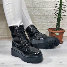 M.p 1425 Siyah Rugan 4cm Tabanlı İçi Tüylü Polar Parlak Kadın Bot 001