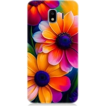 Samsung Galaxy J4 Duo Uyumlu Soft Renkli Çiçekler Desenli Silikon Kılıf