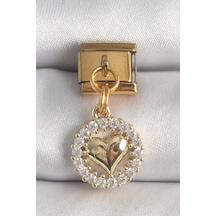 316l Çelik Gold Renk Sallantı Zirkon Taşlı Model Charm - Özel Seri Bzsurn010366 Altın