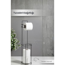 Yedek Hazneli Wc Tuvalet Kağıtlığı - Siyah Ferforje Metal Lüx Banyo Kağıtlık Siyah