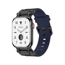 Watch 44mm Nvth- Krd-101 Titanyum Metal Başlıklı Silikon Kordon-siyah-mavi