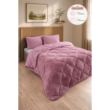 Premium Çift Taraflı Wellsoft Yorgan Seti Battal Boy 215x235 Cm 2 Adet Yastık Kılıflı Gül Kurusu
