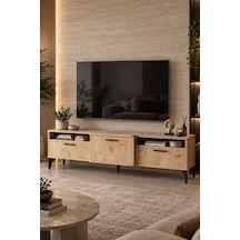 Sulorahome Bej Traverten Desenli Suntalam Tv Sehpası 160x40 Cm Turkuaz