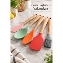 Ahşap Görünümlü Saplı Spatula Ve Mutfak Fırçası Seti Diğer