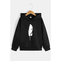 Uyguntarz Çocuk Tüy Baskılı Sweatshirt Siyah