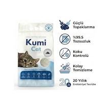 Kumi Cat Eko-Premium Aktif Karbonlu Kedi Kumu, Güçlü Topaklanan Bentonit (%99.5 Tozsuz), 10 L