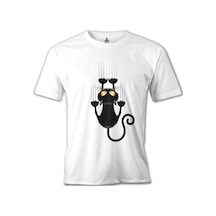 Kedi - Scratch Beyaz Erkek Tshirt