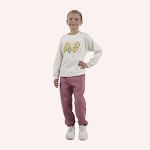 Panço Kız Çocuk Baskılı T-shirt Ekru 2421gk05010-4998 001
