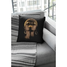 43x43cm Arap Kızı Premium Kumaş Tay Tüyü Döşemelik Dekoratif Çift Taraf Kırlent Yastık Kılıfı Krl272 Genel
