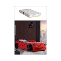 Arabalı Yatak, Ladybird Ledli Arabalı Yatak - Kırmızı + 1 Comfort Yatak