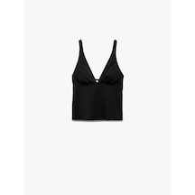 Koton V Yaka Askılı Tankini Üst Siyah 5sak10188mm Siyah