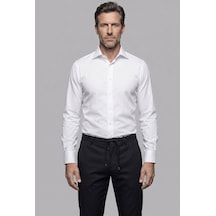 Bisse Beyaz Regular Fit Cepsiz Klasik Uzun Yaka Saten Gömlek Gmkls252185 D01