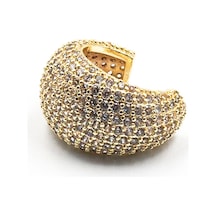 Zirkon Taşlı Kalın Halka Earcuff Gold, Sıkıştırmalı, Anti Alerjik Kıkırdak Küpe çok renkli