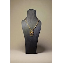 Altın Kaplama Fiyonklu Gram Kasa Kolye 60 Cm Halat Zincirli Gold