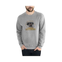 Pubg Baskılı Gri Erkek Örme Sweatshirt (528451026)