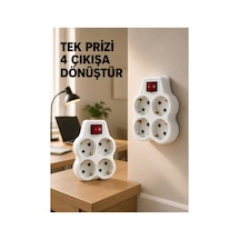 Anahtarlı 4 Lü Priz Adaptörü Direkt Duvar Prizine Takılan Priz Çoklayıcı 2 Li Set Çok Renkli 1 - 10 M