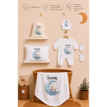 Pia Baby Erkek Bebek %100 Pamuk Hediye Seti 6 Lı İsimli Keseli Tulum Şapka Eldiven Battaniye Ve Yastık Kılıfı 1071tybk0x Krem