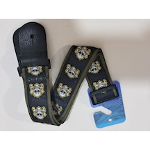 Capella Cp106 Gitar Askısı Kuru Kafa Desenli Deri Başlıklı