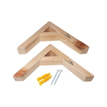 Doğal Ahşap Duvar Raf Ayağı 16x16cm Dayanıklı 90 Derece (2li set)