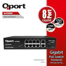 Qport Q-poe8g 8port 10/100/1000 + 2 Port 10/100/1000 Uplınk Poe S