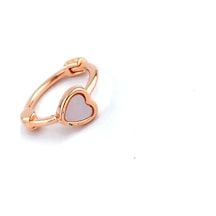Sedef Taş Detaylı 925ayar Gümüş Üzerine Rose Altın Kaplama Kalp Figürlü Tragus Kıkırdak Halka Piercing Altın