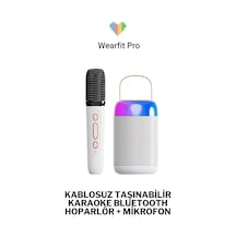 Wearfitpro KRK001 Taşınabilir Mikrofonlu Ses Bombası Bluetooth Hoparlör Beyaz