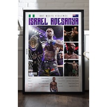Israel Adesanya Siyah Ahşap Çerçeveli Poster, Dekoratif Dövüş Duvar Tablosu
