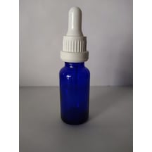20Ml Cam Mavi Şişe İnce Cam Damlalık Beyaz Kırılır Kapak(10 Adet)