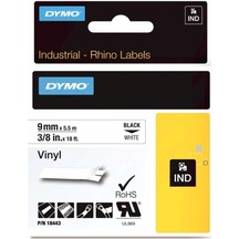 Dymo Rhinopro Renkli Vinil Şerit 9Mmx5.5M Beyaz/Siyah 18443