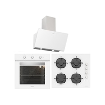 Silverline BO6503W01 - CS5335W01 - 3457 Soho 60 Beyaz Cam Ankastre Set