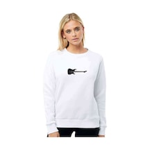 Esp Gitar Esp Kirk Hammett Elektro Baskılı Beyaz Kadın Sweatshir