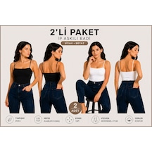 İngegno Body İp Askılı Straplez Örme Ring Kumaş Viskon Badi 2 Li Paket Siyah/beyaz Renk Siyah - Beyaz