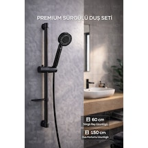 Duş Başlığı Duş Sistemi Sürgülü Premium Seri Siyah