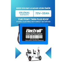 Yuki Pony Twın Plus Roof Uyumlu Batarya Standart Kapasite Lifepo4 72v 32ah Elektrikli Motosiklet Bataryası