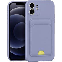 Apple İphone 11 Kılıf Kelvin Kartvizitli Silikon - Lila Çok Renkli